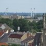 Blick vom Rathausturm auf das Löwenstadion.